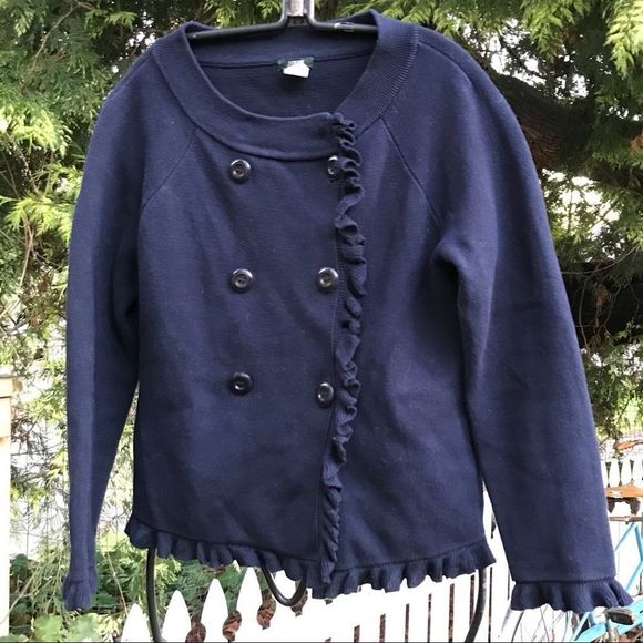 vtg•j crew 100% cotton ruffle sweater jacket - Picture 3 of 9